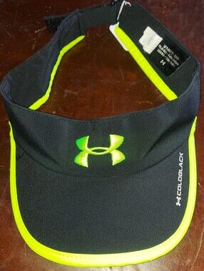 Under Armour Women's Black Swim Visor with Neon Green Trim